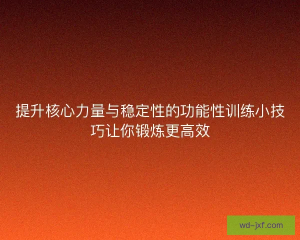 提升核心力量与稳定性的功能性训练小技巧让你锻炼更高效